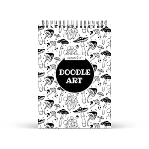 PAMPERBUG Doodlebook, Doodle Art Patterns Colouring Book for Beginners & Adults